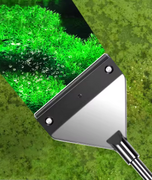 Aquarium Algen Schraper met 5 Mesjes – Reinigingstool voor Glas en Zand met Lange Steel