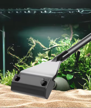 Aquarium Algen Schraper met 5 Mesjes – Reinigingstool voor Glas en Zand met Lange Steel