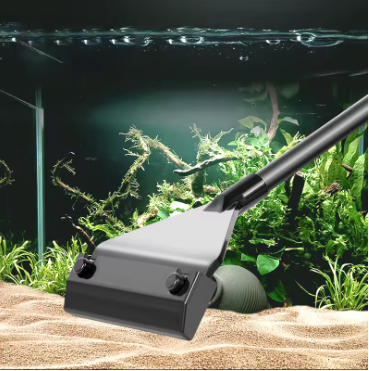 Aquarium Algen Schraper met 5 Mesjes – Reinigingstool voor Glas en Zand met Lange Steel