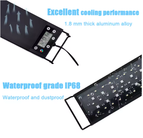 LED Aquarium Verlichting 30-60 cm – Full Spectrum Plant Lamp met Timer en Dimbare Lichtstanden
