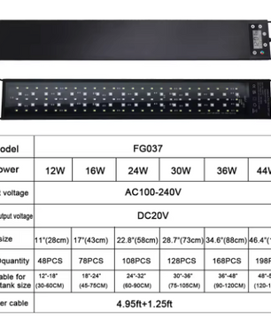 LED Aquarium Verlichting 30-60 cm – Full Spectrum Plant Lamp met Timer en Dimbare Lichtstanden