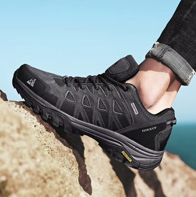 Ademende Wandelschoenen Heren – Comfortabele Trekking Sneakers met Vetersluiting en Demping voor Outdoor