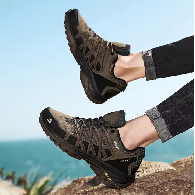 Ademende Wandelschoenen Heren – Comfortabele Trekking Sneakers met Vetersluiting en Demping voor Outdoor