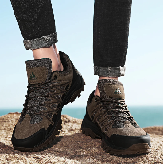 Ademende Wandelschoenen Heren – Comfortabele Trekking Sneakers met Vetersluiting en Demping voor Outdoor