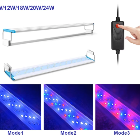 Ultradunne LED Aquarium Verlichting – Klem Lamp voor Aquatische Planten met Blauw, Wit en Rood Licht