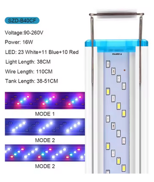 Ultradunne LED Aquarium Verlichting – Klem Lamp voor Aquatische Planten met Blauw, Wit en Rood Licht