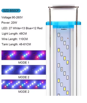 Ultradunne LED Aquarium Verlichting – Klem Lamp voor Aquatische Planten met Blauw, Wit en Rood Licht