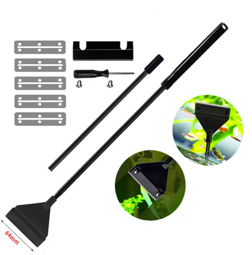 Aquarium Algen Schraper – Reinigingstool voor Glas en Zand met Lange Steel