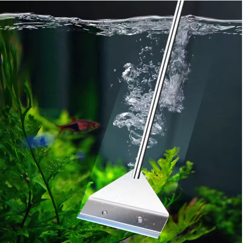 Aquarium Algen Schraper – Reinigingstool voor Glas en Zand met Lange Steel