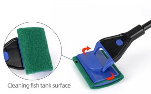 5-in-1 Aquarium Reinigingsset – Algen Schraper, Borstel en Tang met Lange Steel