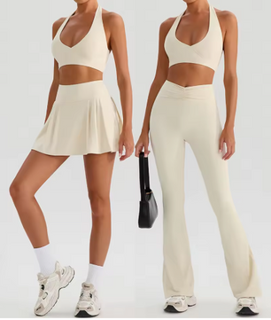 Dames Sportset 2-Delig – Yoga Set met Sport BH en Flared Broek voor Fitness en Workout