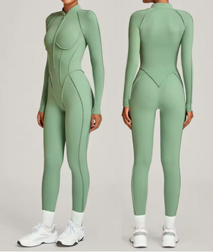 Dames Sport Jumpsuit – Yoga Bodysuit met Lange Mouwen voor Fitness en Workout