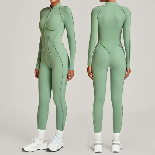 Dames Sport Jumpsuit – Yoga Bodysuit met Lange Mouwen voor Fitness en Workout