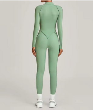 Dames Sport Jumpsuit – Yoga Bodysuit met Lange Mouwen voor Fitness en Workout