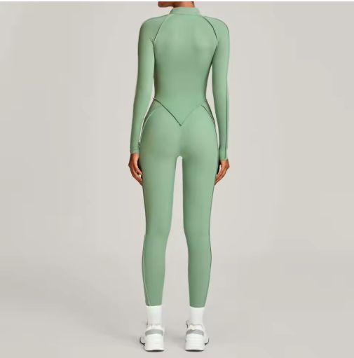 Dames Sport Jumpsuit – Yoga Bodysuit met Lange Mouwen voor Fitness en Workout
