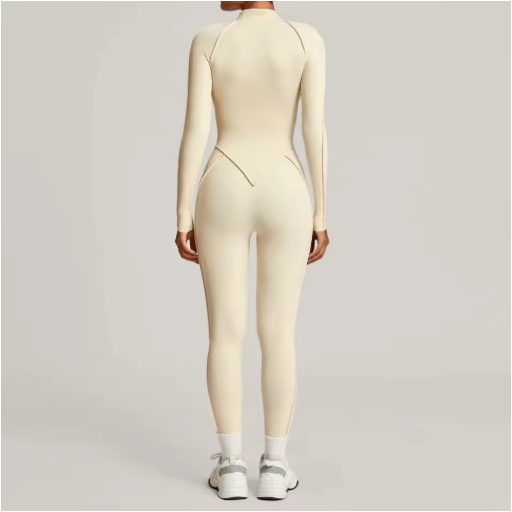 Dames Sport Jumpsuit – Yoga Bodysuit met Lange Mouwen voor Fitness en Workout