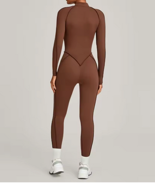 Dames Sport Jumpsuit – Yoga Bodysuit met Lange Mouwen voor Fitness en Workout