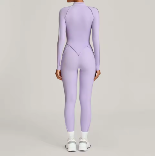Dames Sport Jumpsuit – Yoga Bodysuit met Lange Mouwen voor Fitness en Workout