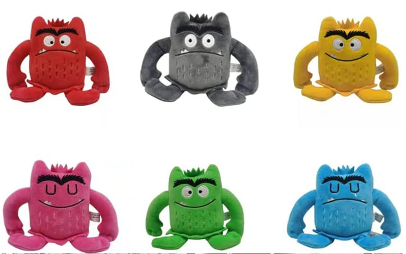Set van 6 Kawaii Monster Knuffels – Zachte Pluche Speelgoedfiguren, Educatief en Sensorisch Speelgoed (15 cm)