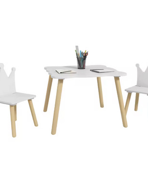 Kinder Tafel met 2 Stoelen – Houten Speeltafel met Rugleuning en Design