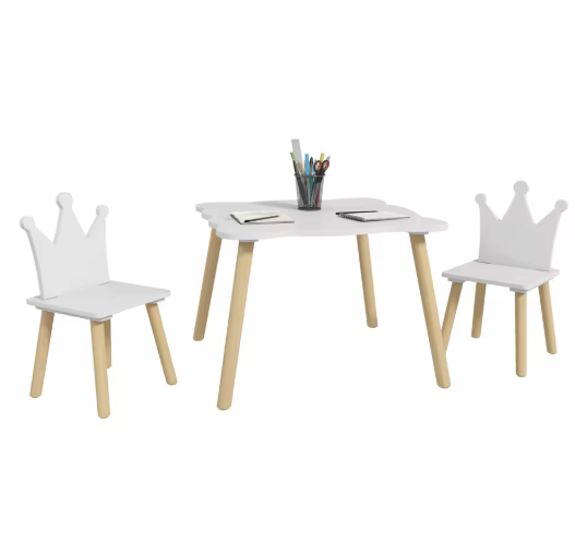 Kinder Tafel met 2 Stoelen – Houten Speeltafel met Rugleuning en Design