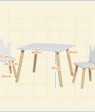 Kinder Tafel met 2 Stoelen – Houten Speeltafel met Rugleuning en Design