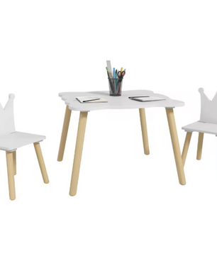 Kinder Tafel met 2 Stoelen – Houten Speeltafel met Rugleuning en Design