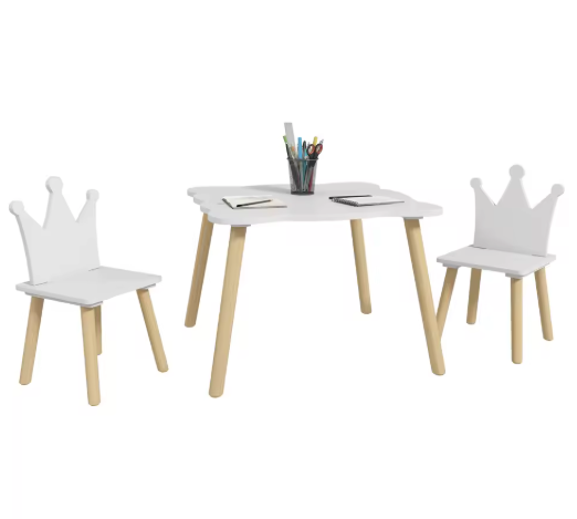 Kinder Tafel met 2 Stoelen – Houten Speeltafel met Rugleuning en Design