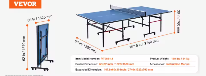 Tafeltennistafel Inklapbaar – Professionele Pingpong Tafel met Net voor Indoor Gebruik