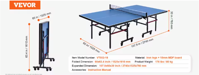 Tafeltennistafel Inklapbaar – Professionele Pingpong Tafel met Net voor Indoor Gebruik