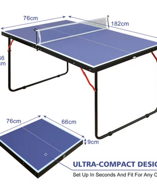 Mini Tafeltennistafel Inklapbaar 137 cm – Pingpong Set met Net, Batjes en Ballen
