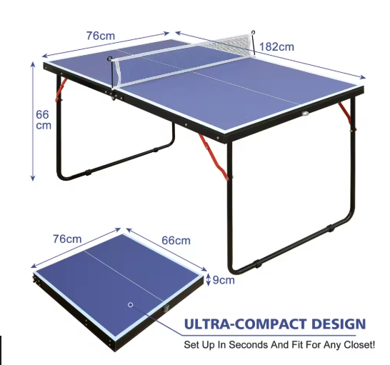 Mini Tafeltennistafel Inklapbaar 137 cm – Pingpong Set met Net, Batjes en Ballen