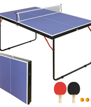 Mini Tafeltennistafel Inklapbaar 137 cm – Pingpong Tafel met Net en Batjes voor Indoor Gebruik
