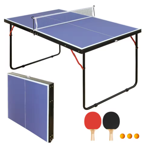 Mini Tafeltennistafel Inklapbaar 137 cm – Pingpong Tafel met Net en Batjes voor Indoor Gebruik