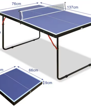 Mini Tafeltennistafel Inklapbaar 137 cm – Pingpong Tafel met Net en Batjes voor Indoor Gebruik