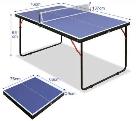 Mini Tafeltennistafel Inklapbaar 137 cm – Pingpong Tafel met Net en Batjes voor Indoor Gebruik
