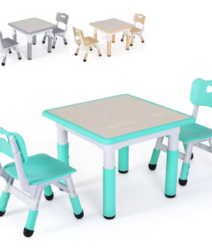 Kinder Tafel met 2 Stoelen Verstelbaar – Speeltafel voor Leren en Tekenen