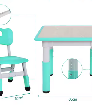 Kinder Tafel met 2 Stoelen Verstelbaar – Speeltafel voor Leren en Tekenen