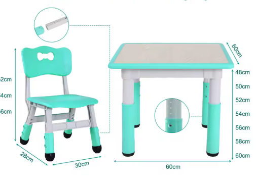Kinder Tafel met 2 Stoelen Verstelbaar – Speeltafel voor Leren en Tekenen