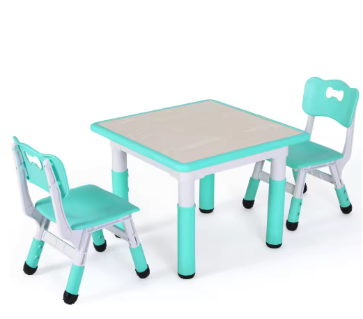 Kinder Tafel met 2 Stoelen Verstelbaar – Speeltafel voor Leren en Tekenen