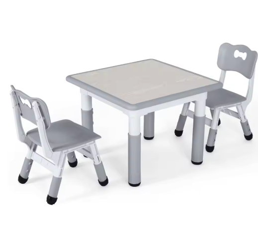 Kinder Tafel met 2 Stoelen Verstelbaar – Speeltafel voor Leren en Tekenen