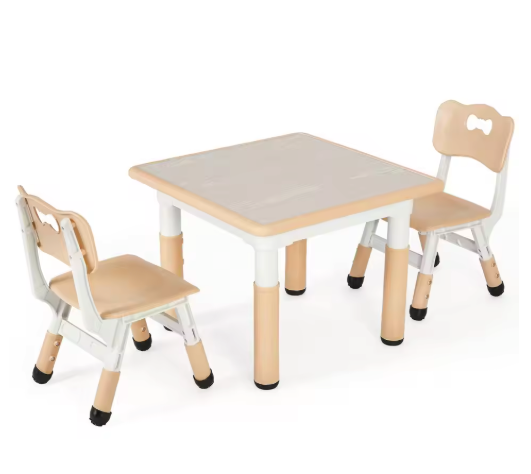 Kinder Tafel met 2 Stoelen Verstelbaar – Speeltafel voor Leren en Tekenen