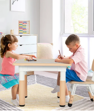 Kinder Tafel met 2 Stoelen Verstelbaar – Speeltafel voor Leren en Tekenen