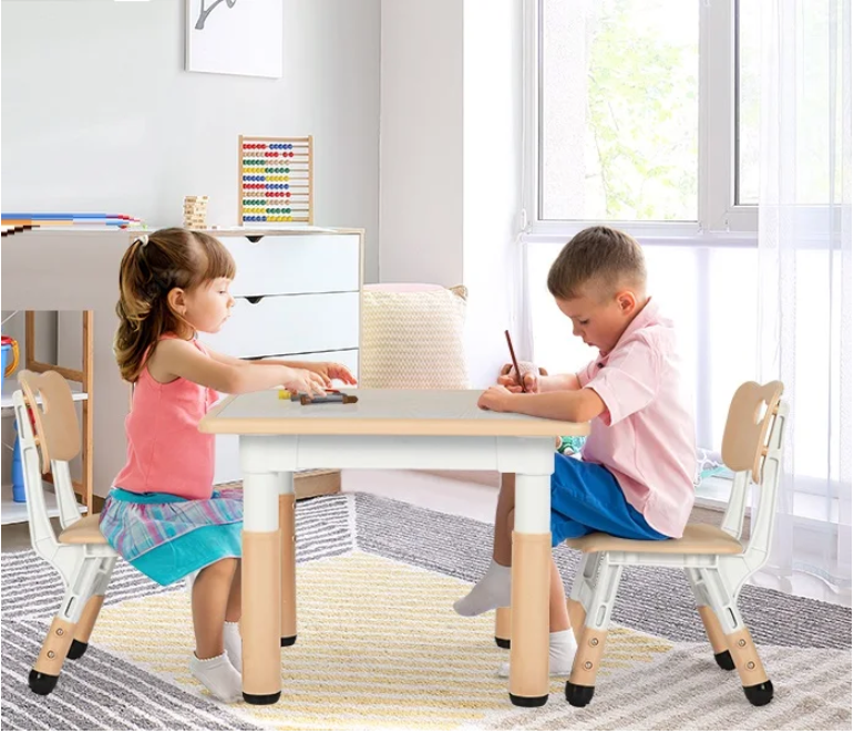 Kinder Tafel met 2 Stoelen Verstelbaar – Speeltafel voor Leren en Tekenen
