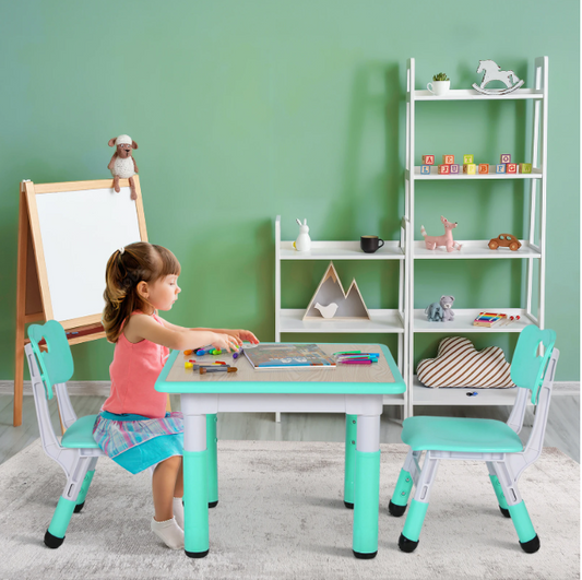 Kinder Tafel met 2 Stoelen Verstelbaar – Speeltafel voor Leren en Tekenen