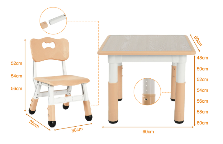Kinder Tafel met 2 Stoelen Verstelbaar – Speeltafel voor Leren en Tekenen