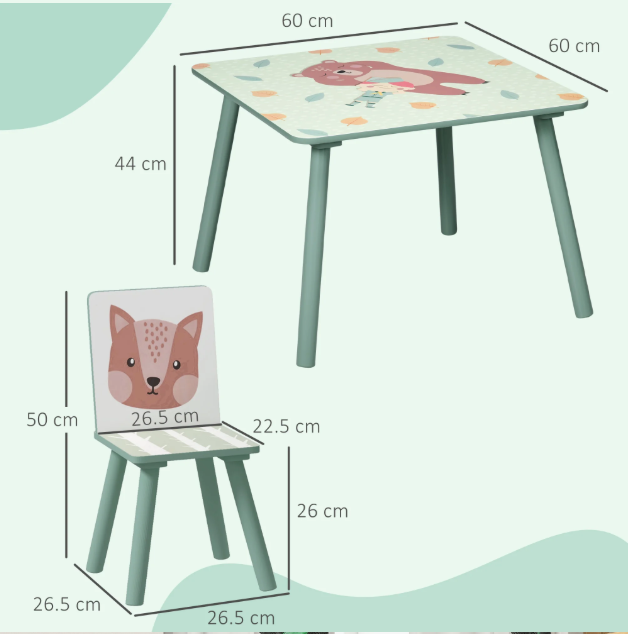 Kinder Tafel met 2 Stoelen – Houten Speeltafel met Rugleuning voor Leren en Spelen