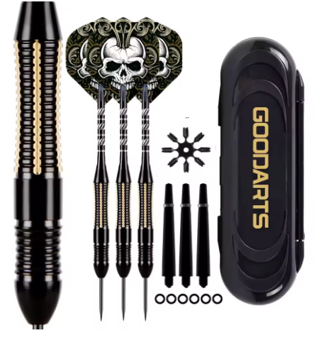 Professionele Dartpijlen 26g Set van 3 – Messing Barrel met Opbergcase en Extra Shafts
