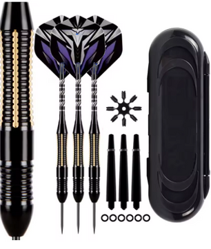 Professionele Dartpijlen 26g Set van 3 – Messing Barrel met Opbergcase en Extra Shafts
