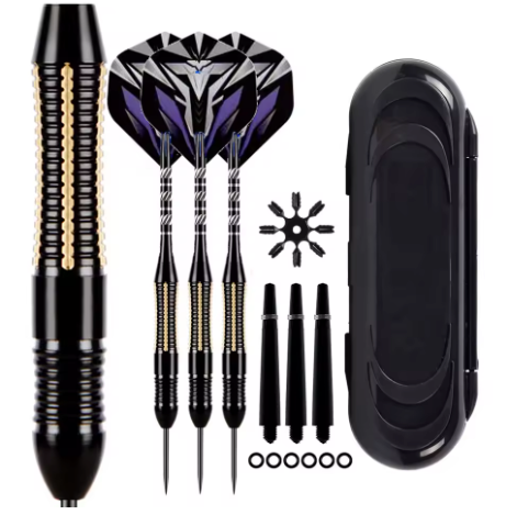 Professionele Dartpijlen 26g Set van 3 – Messing Barrel met Opbergcase en Extra Shafts
